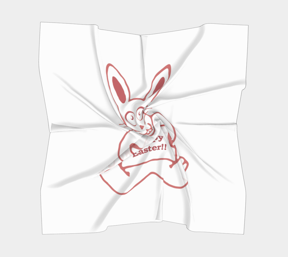 Aperçu de Cute Bunny Happy Easter Drawing in Red and White Scarf #5
