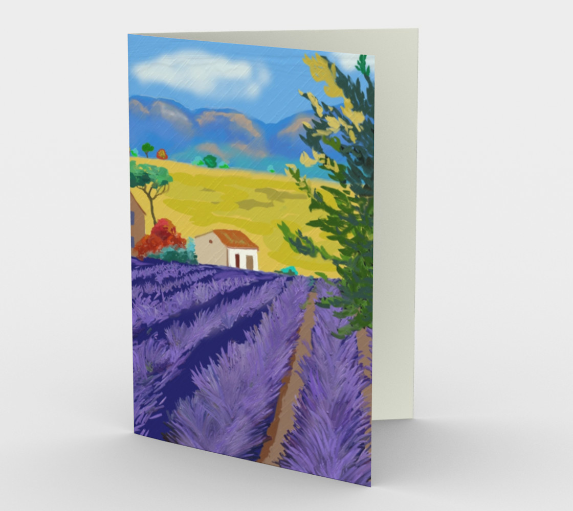 Aperçu de Lavender Farm Stationary Card Portrait #1