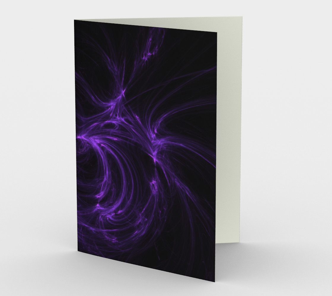 Purple Fractal on Black Stationary Card preview #1