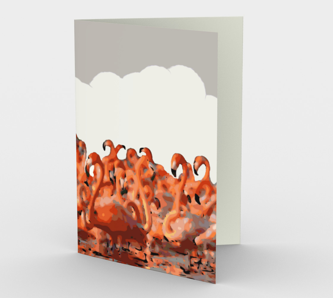 Aperçu de Pink Coral Flamingos Stationery Note Card #1