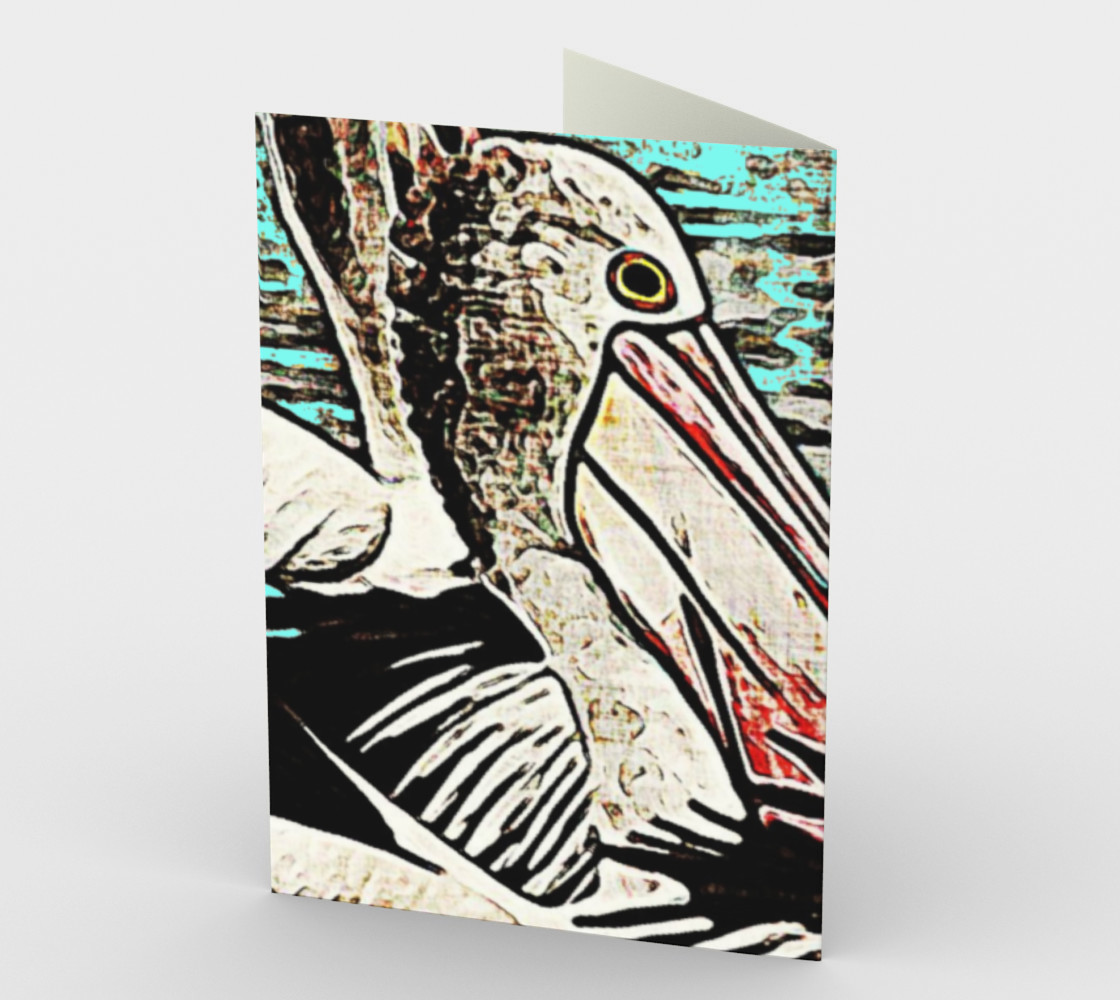 Grunge Pelican Art Stationary Note Card Miniature #3