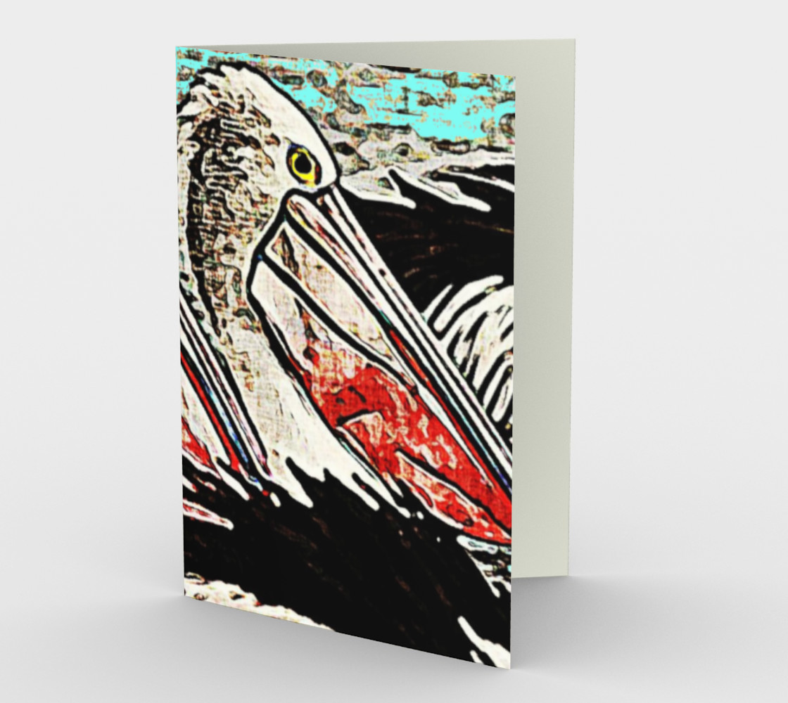 Grunge Pelican Art Stationary Note Card Miniature #2