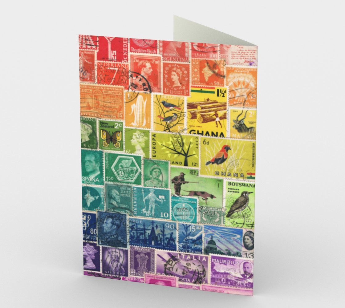 Aperçu de Rainbow Postage Stamp Note Card #2
