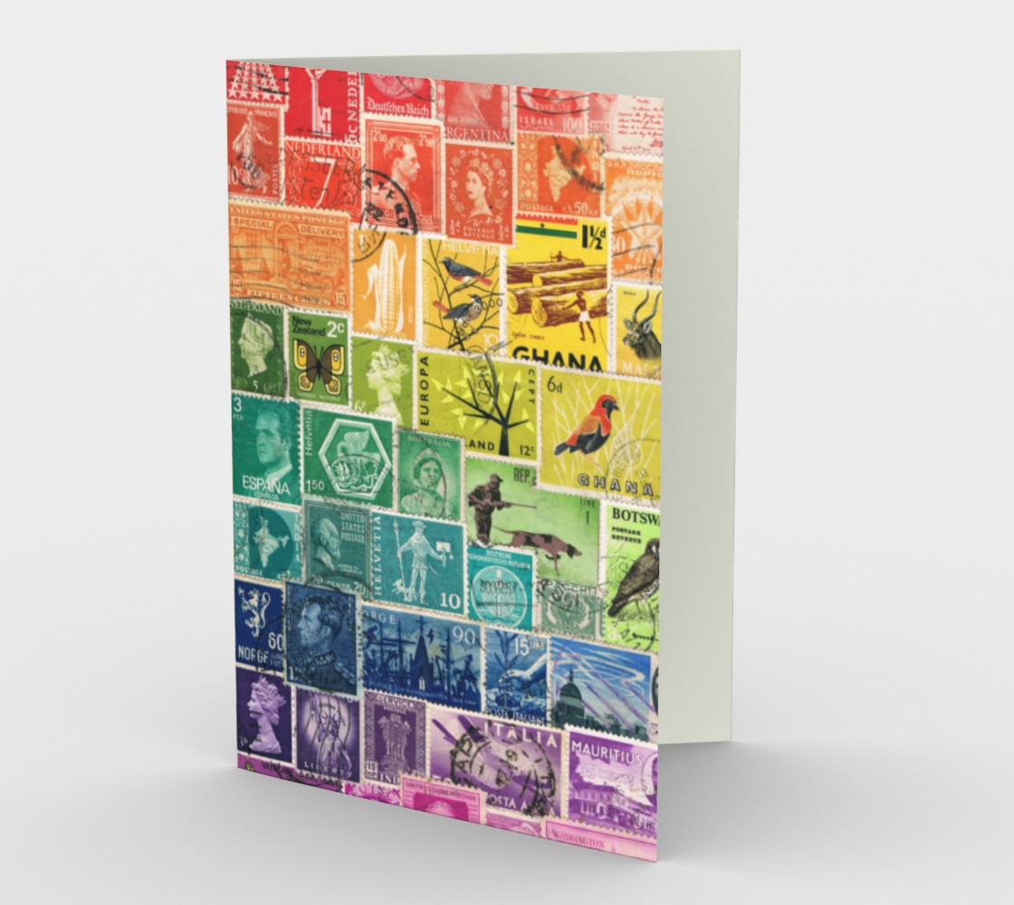 Aperçu de Rainbow Postage Stamp Note Card #1