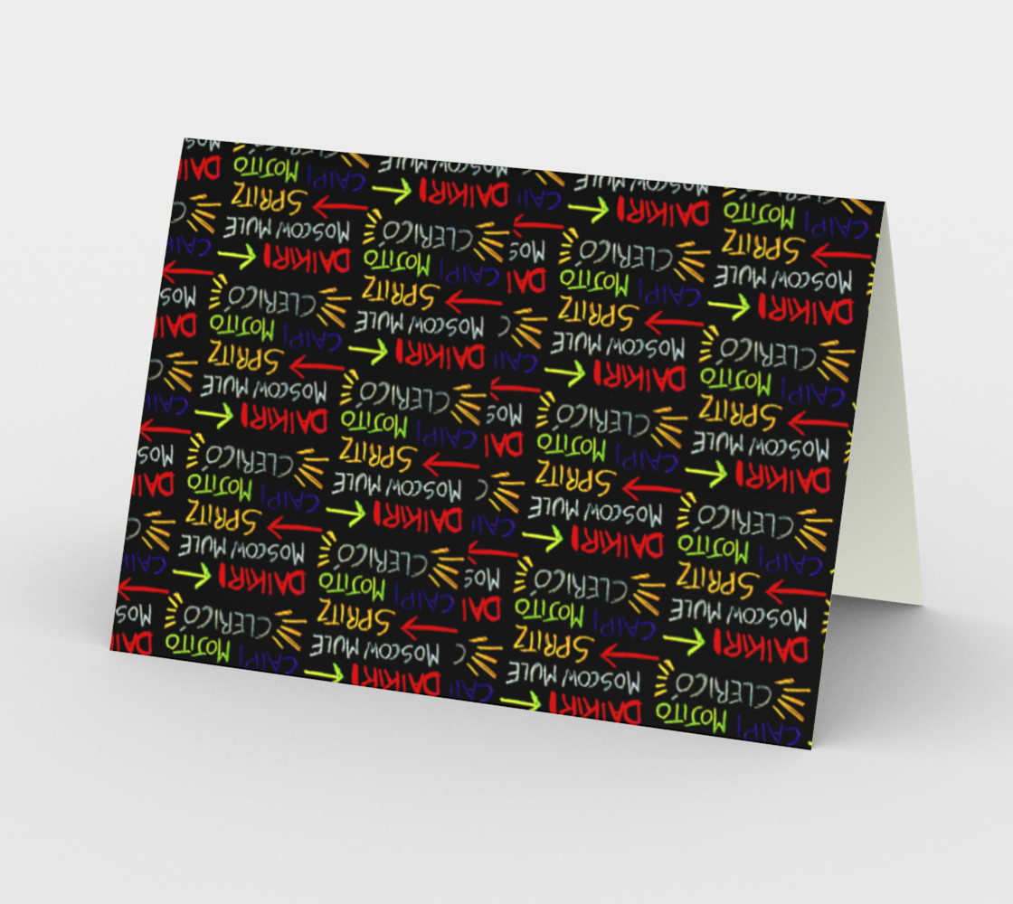 Alcoholic Beverages Words Pattern Stationery Miniature #3