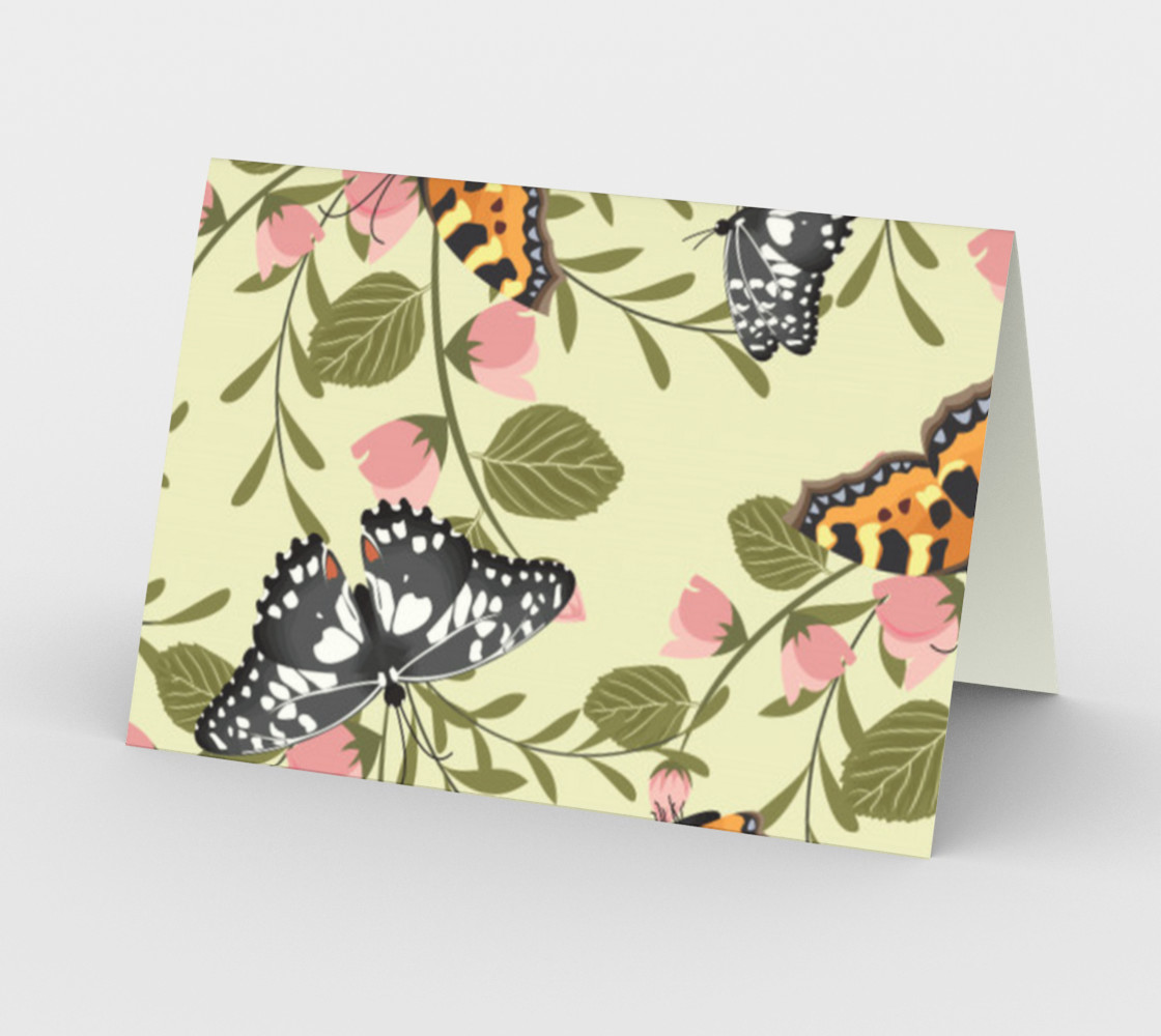 Aperçu de Gorgeous Vintage Butterfly and Pink Floral Card #2