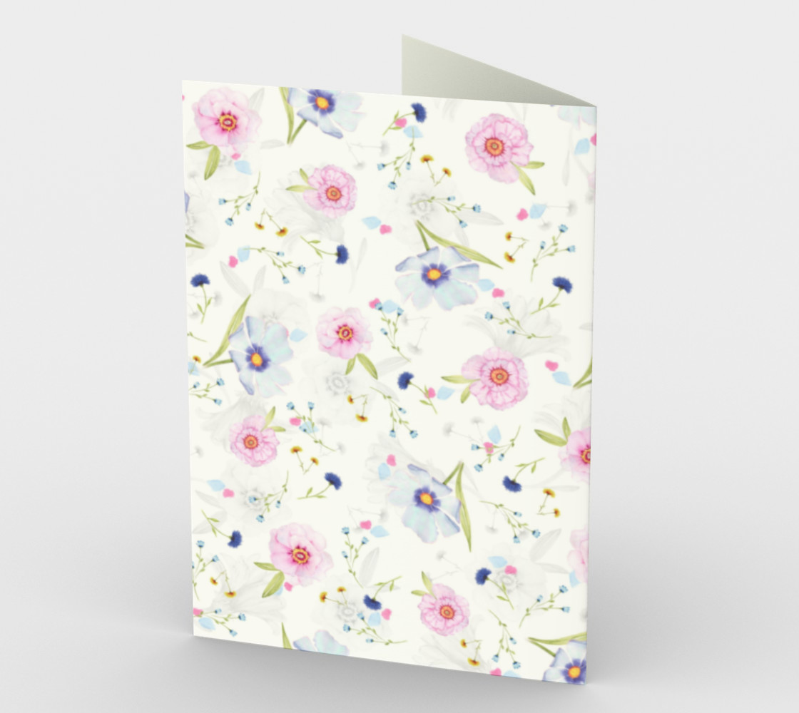 Pink and Blue Flowers on White preview #2