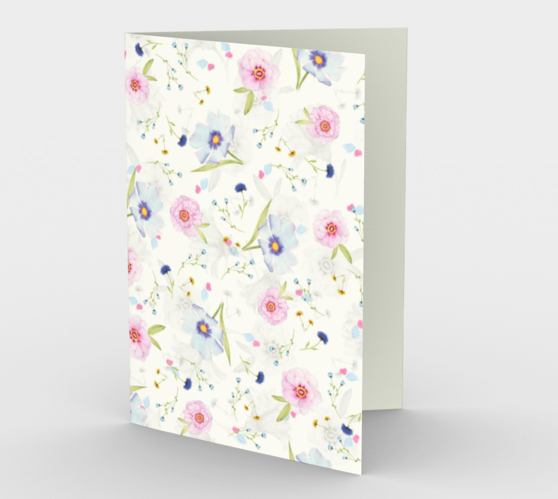 Pink and Blue Flowers on White preview #1