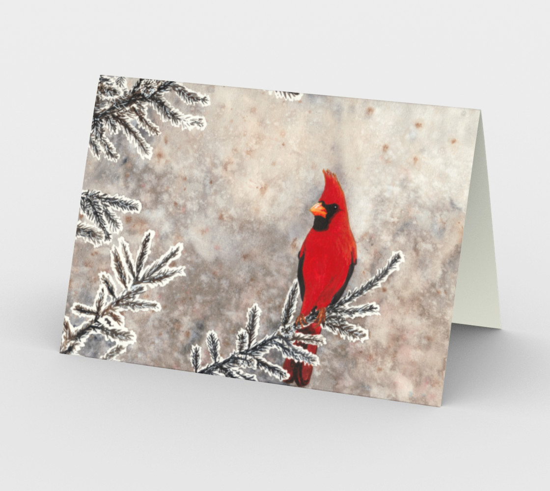 The red cardinal in winter Stationery Card preview #2