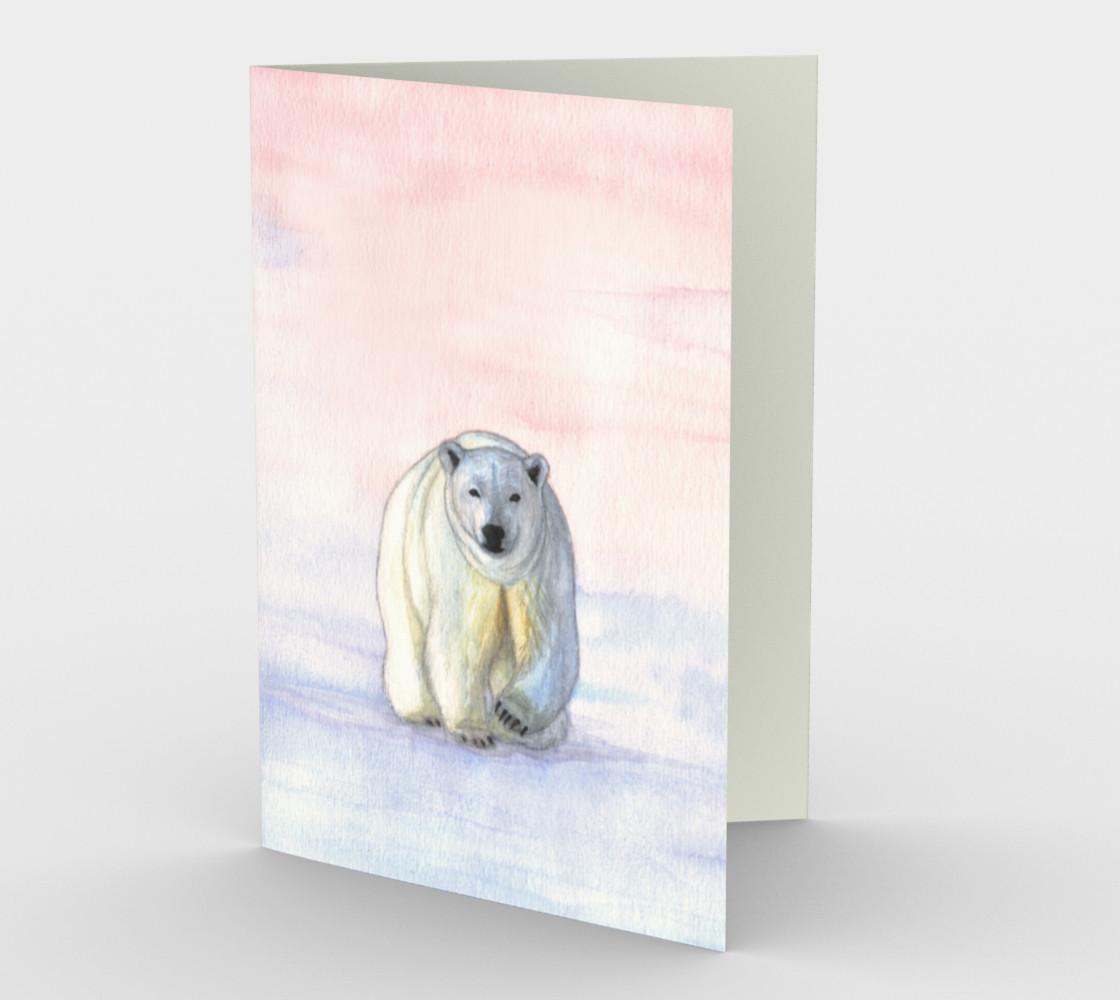 Polar bear in the icy dawn Stationery Card 3D preview