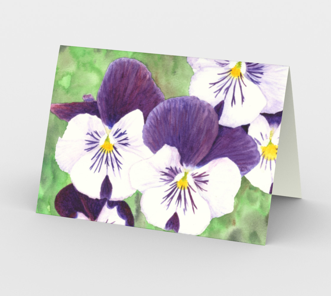 Purple and white pansies flowers Stationery Card preview #2