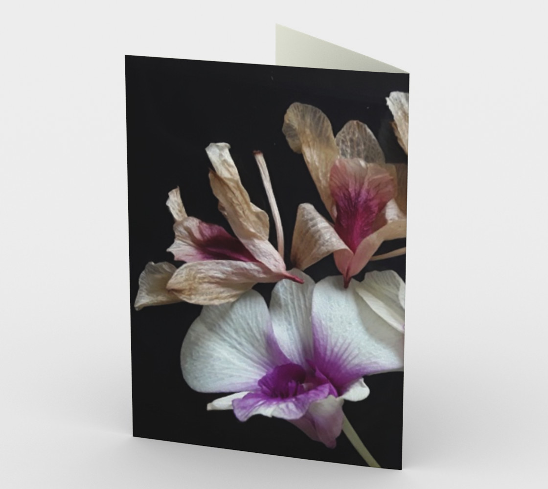 Shriveled and fresh orchid petals, stationery. Miniature #3