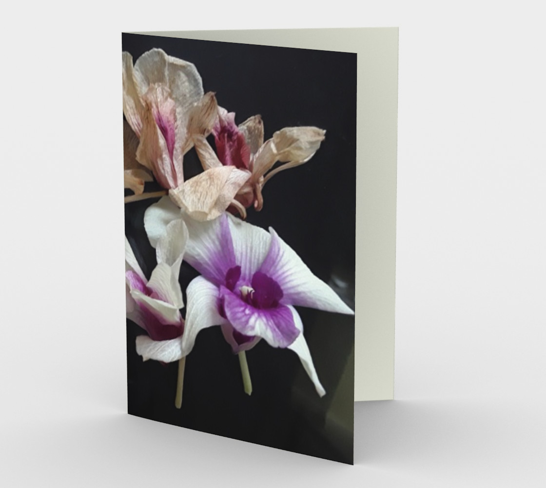 Shriveled and fresh orchid petals, stationery. Miniature #2