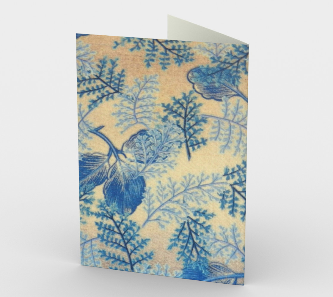1950s Blue Ferns Fabric Stationary Card preview #2