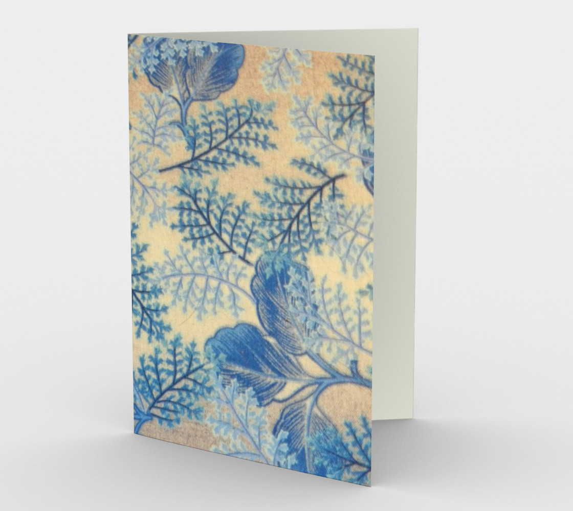 1950s Blue Ferns Fabric Stationary Card preview #1
