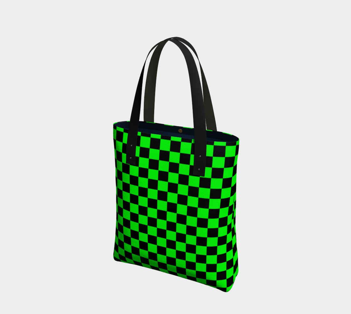 Aperçu de Black and Lime Green Checkerboard #1