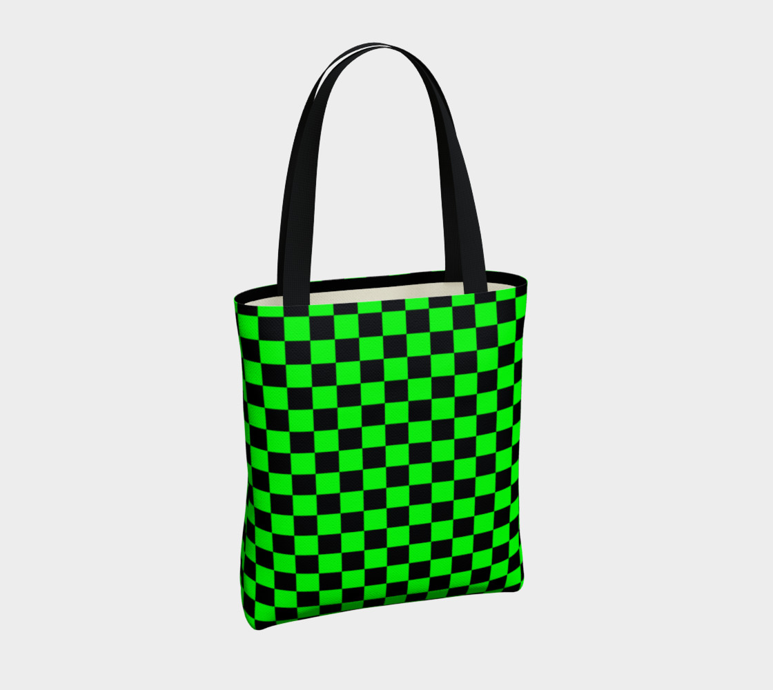 Aperçu de Black and Lime Green Checkerboard #4