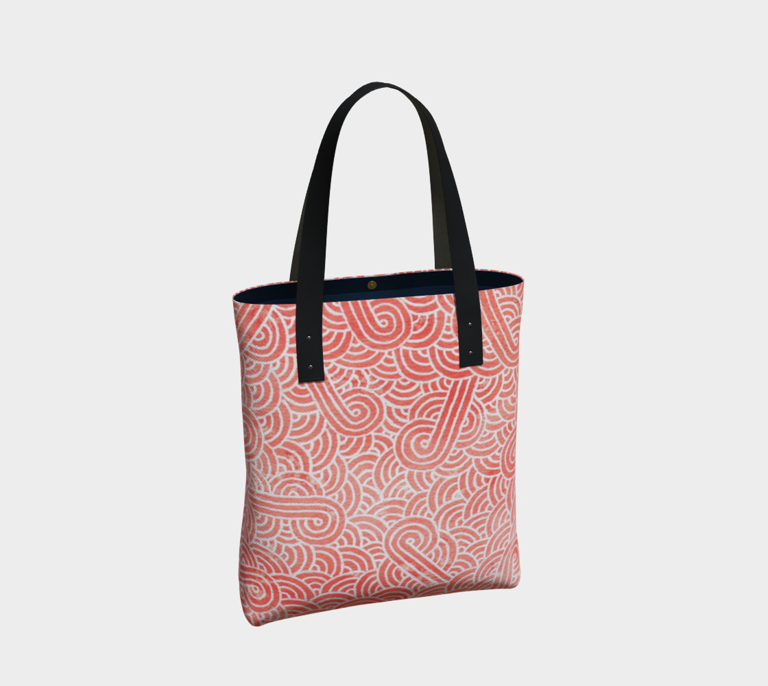 Peach echo and white swirls doodles Tote Bag thumbnail #3