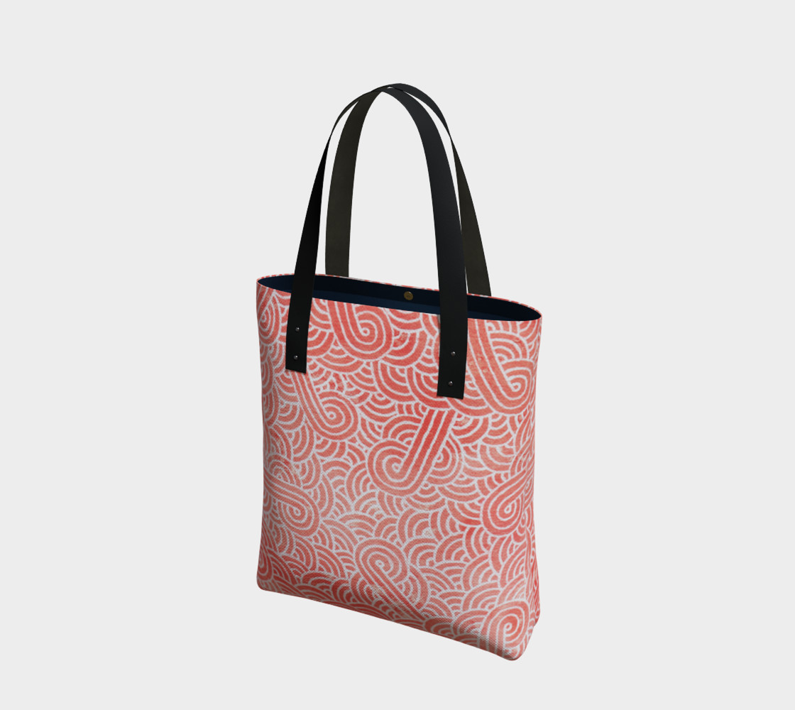 Peach echo and white swirls doodles Tote Bag 3D preview