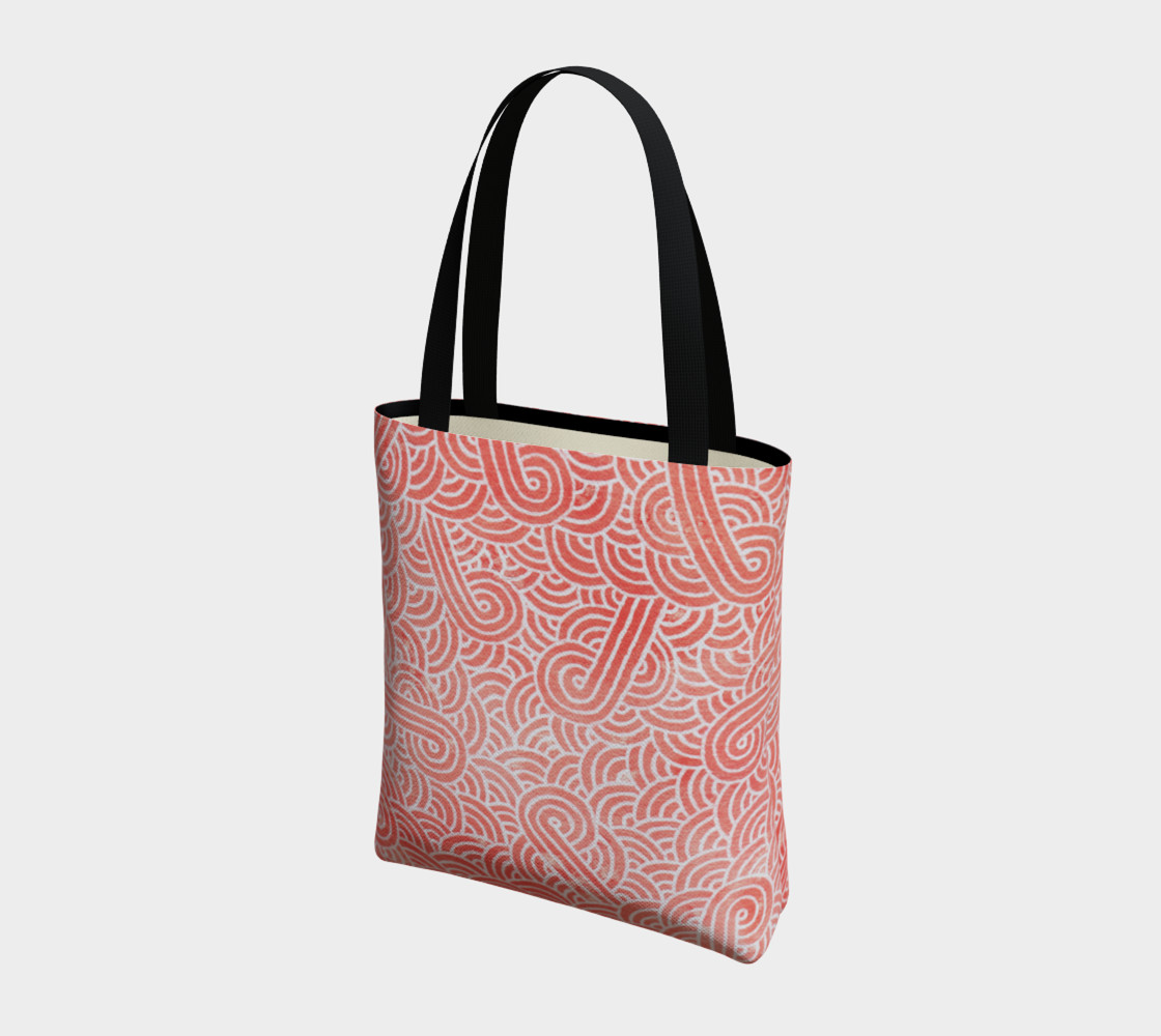 Peach echo and white swirls doodles Tote Bag thumbnail #4