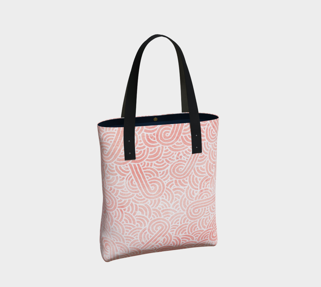 Rose quartz and white swirls doodles Tote Bag preview #2