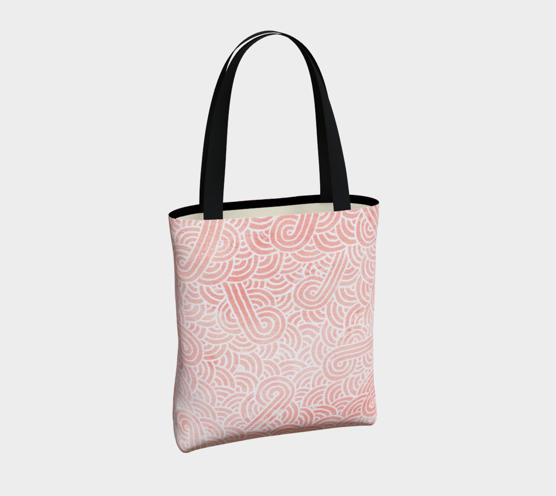 Rose quartz and white swirls doodles Tote Bag preview #4
