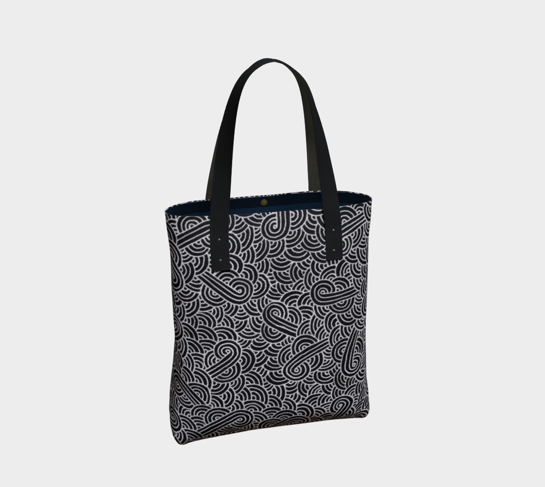Faux silver and black swirls doodles Tote Bag thumbnail #3