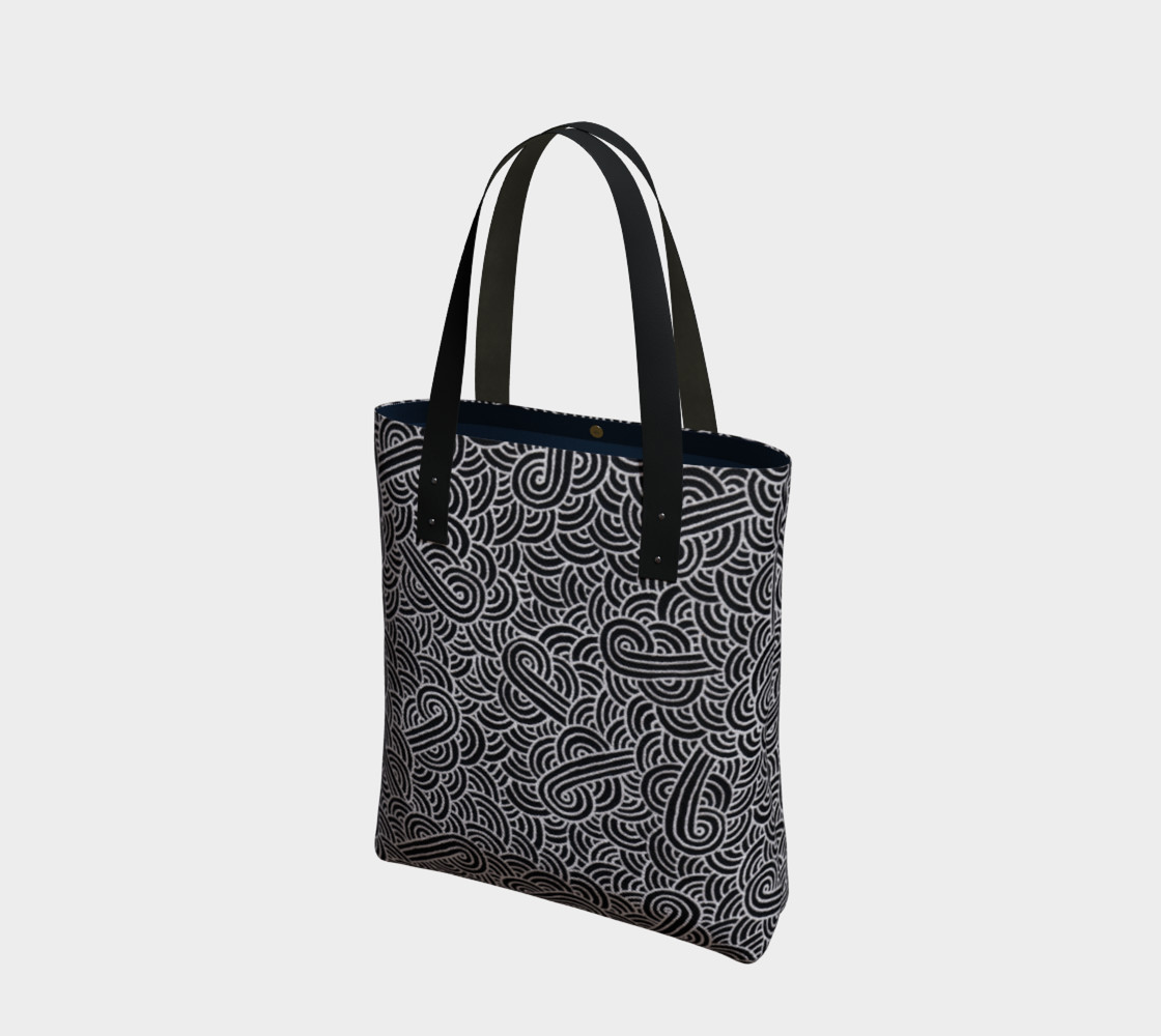 Faux silver and black swirls doodles Tote Bag preview #1