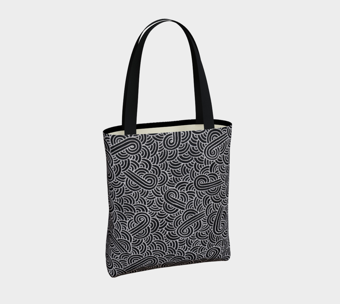Faux silver and black swirls doodles Tote Bag preview #4