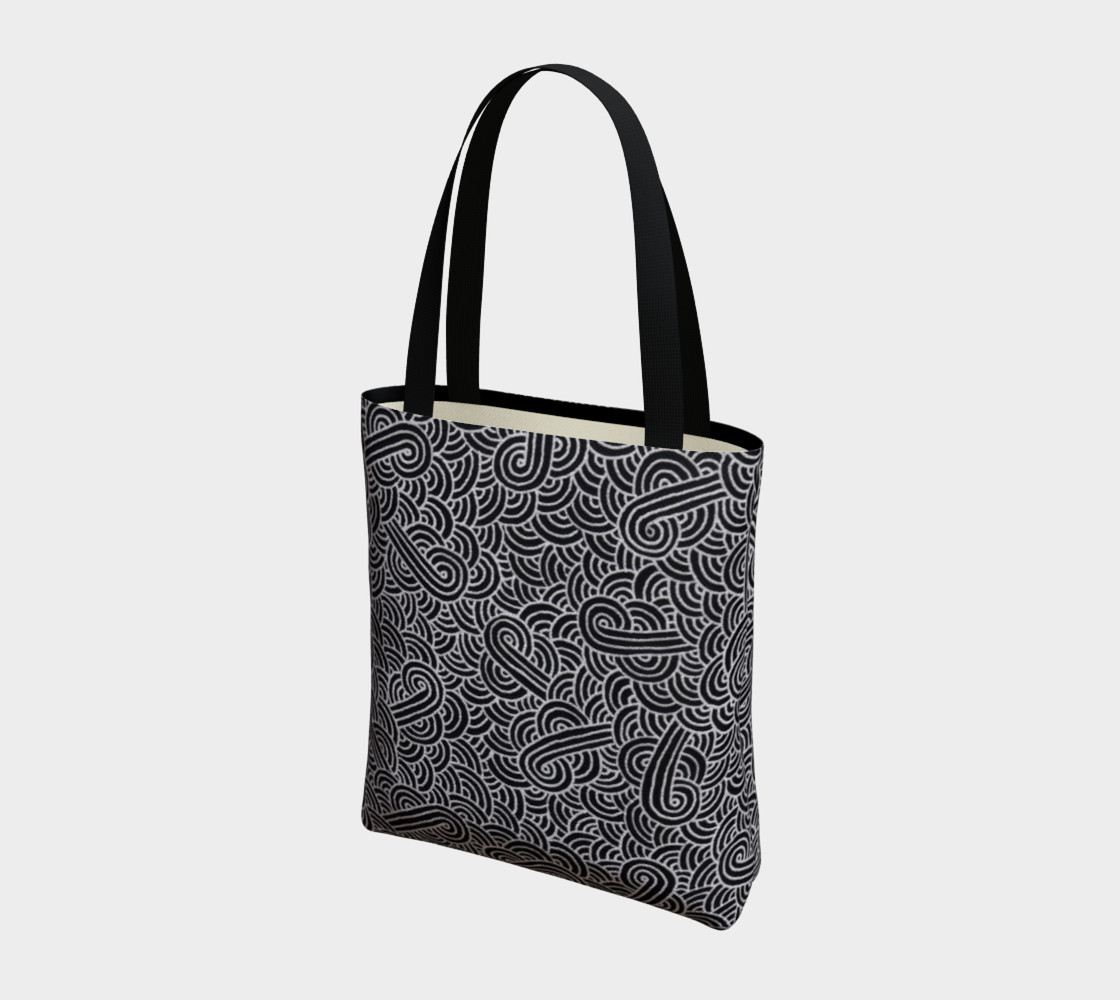 Faux silver and black swirls doodles Tote Bag thumbnail #4