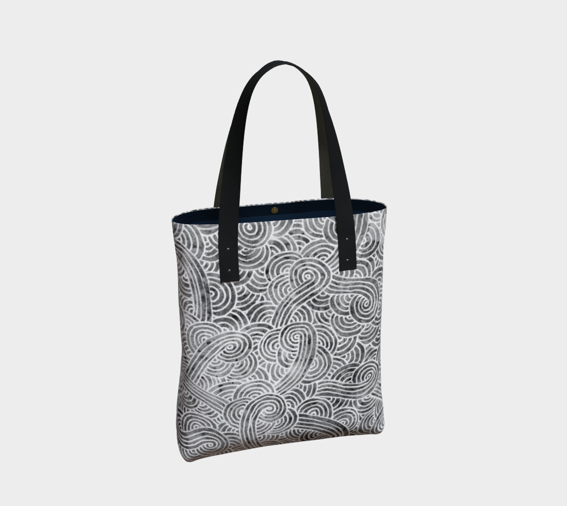 Grey and white swirls doodles Tote Bag thumbnail #3