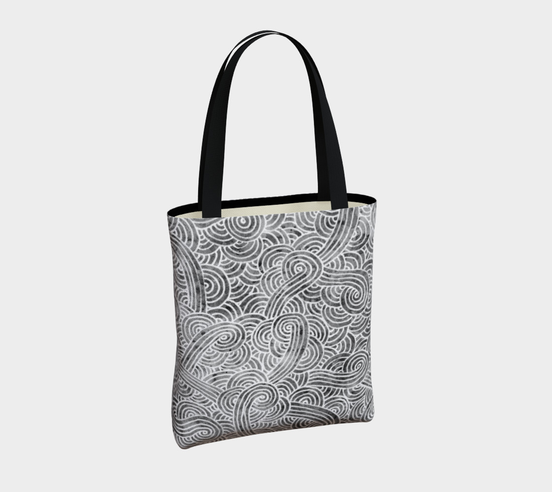 Grey and white swirls doodles Tote Bag thumbnail #5