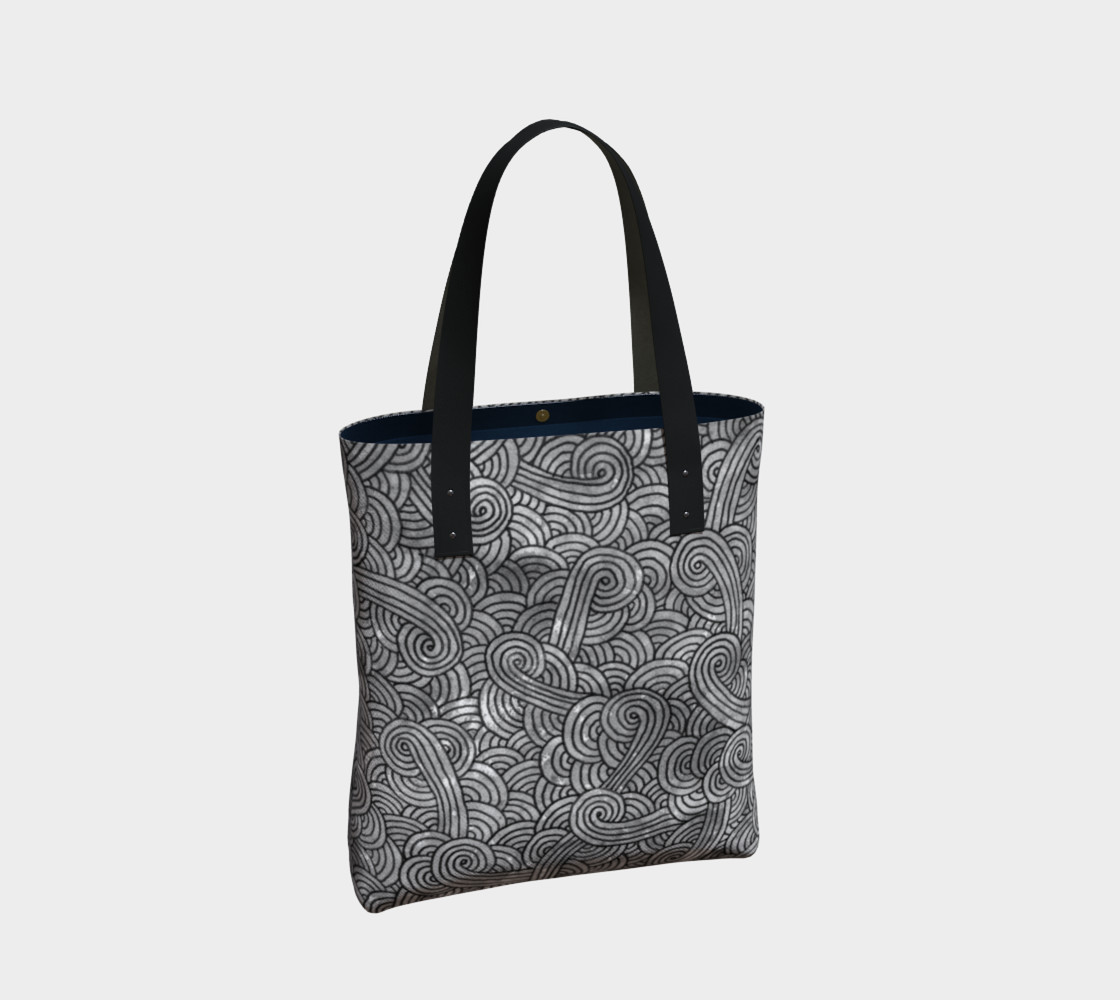 Grey and black swirls doodles Tote Bag preview #2