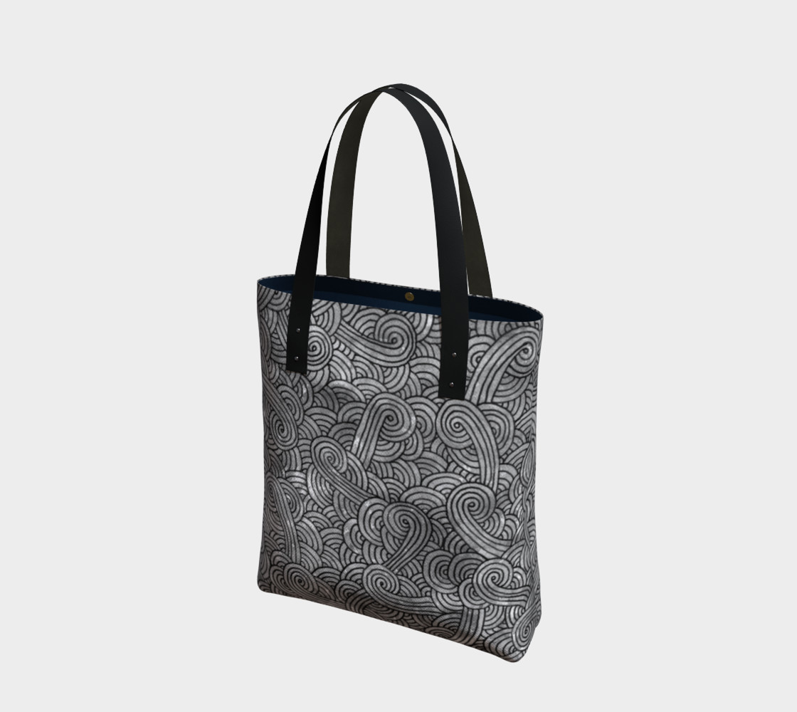Grey and black swirls doodles Tote Bag preview #1