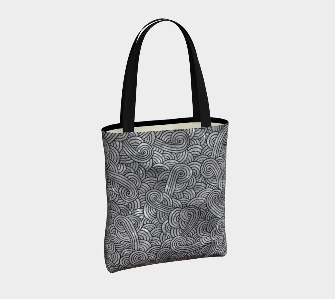 Grey and black swirls doodles Tote Bag preview #4