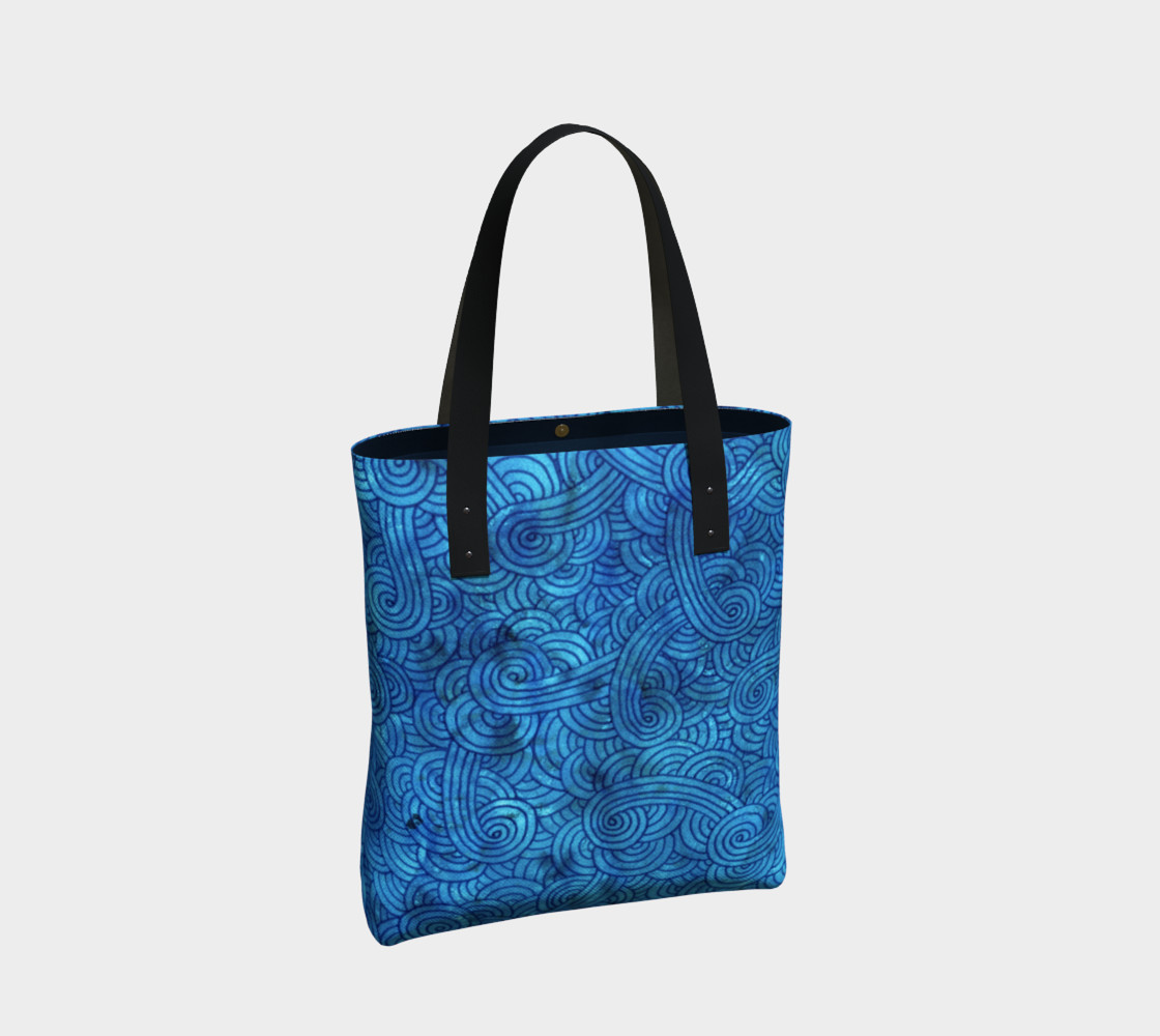 Turquoise blue swirls doodles Tote Bag preview #2