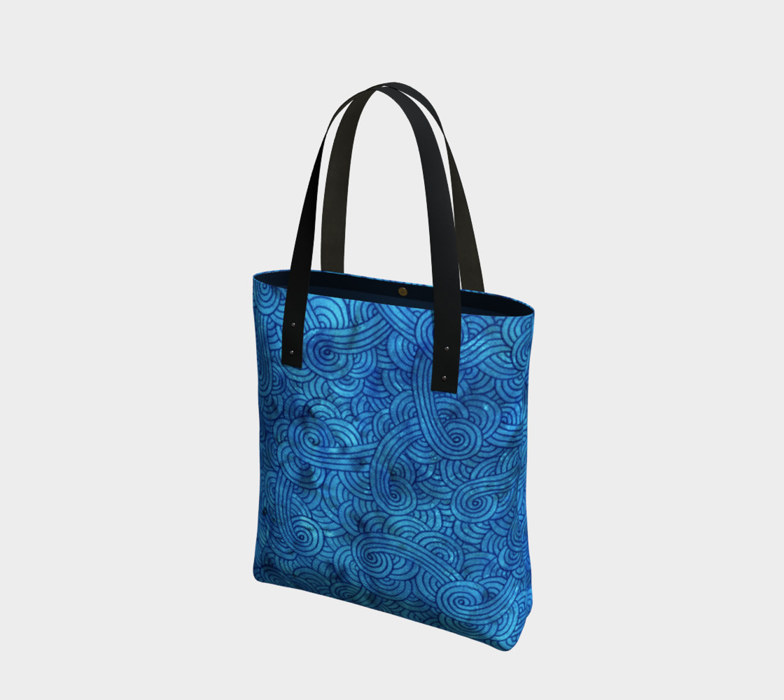 Turquoise blue swirls doodles Tote Bag thumbnail #2