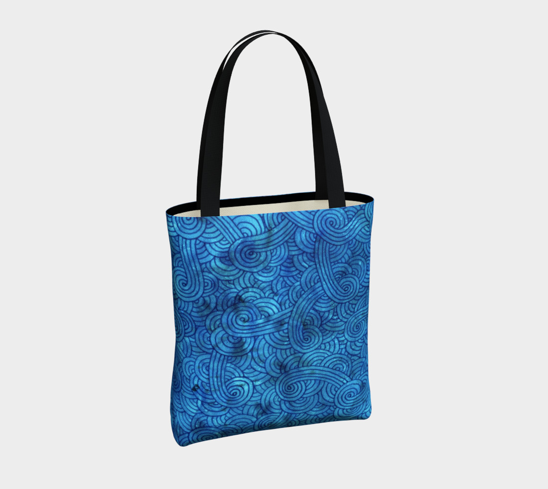 Turquoise blue swirls doodles Tote Bag preview #4