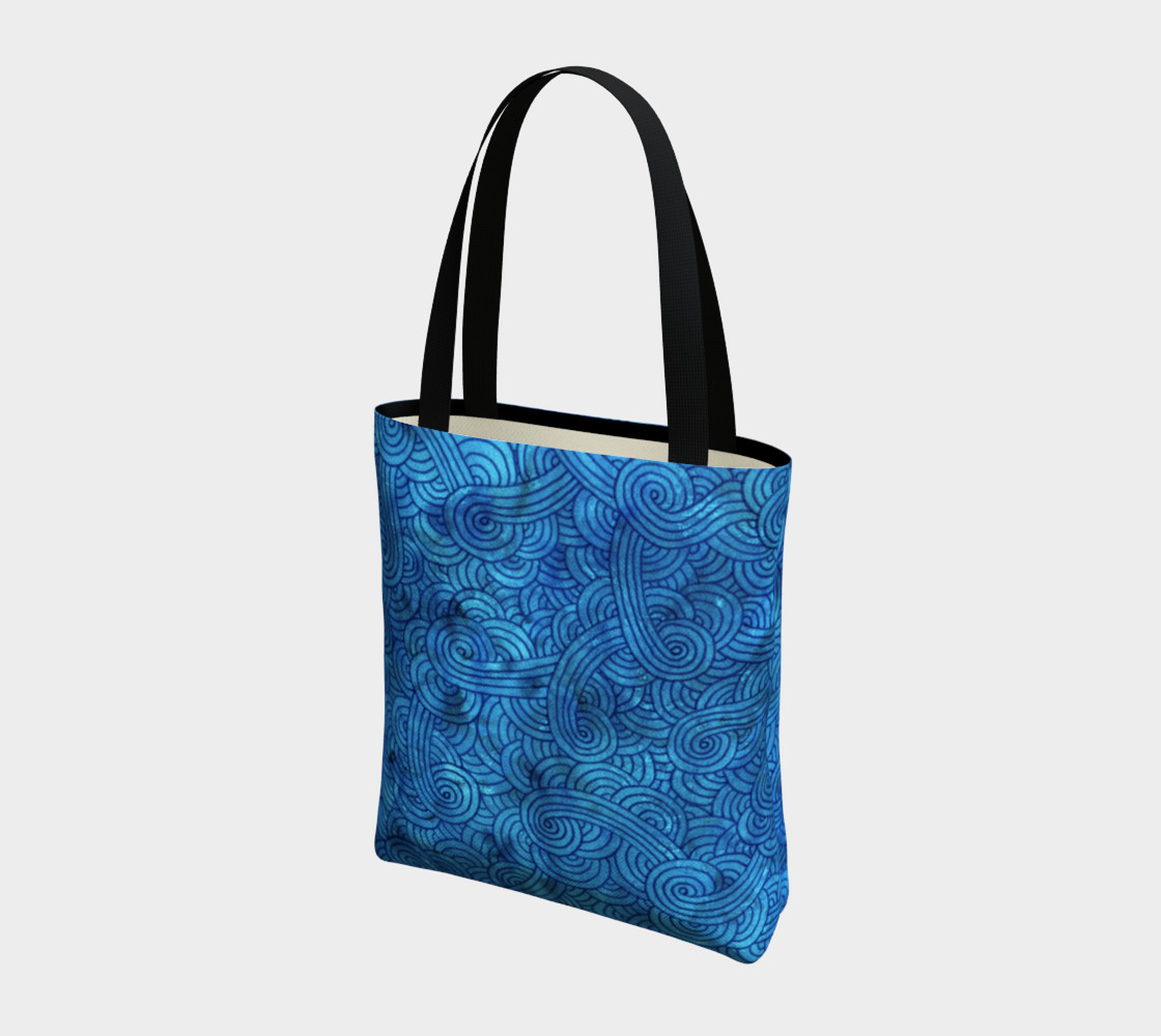 Turquoise blue swirls doodles Tote Bag preview #3