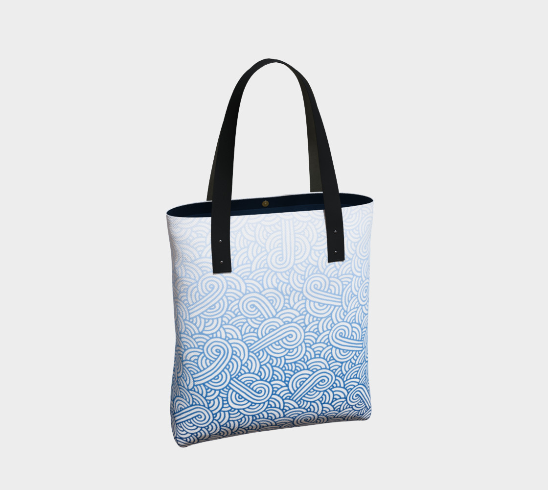 Gradient blue and white swirls doodles Tote Bag thumbnail #3