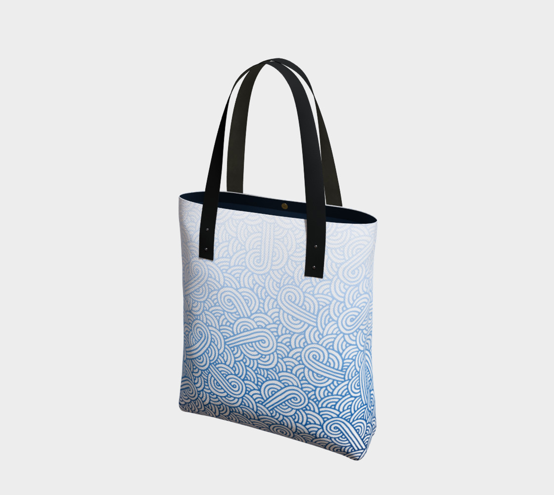 Gradient blue and white swirls doodles Tote Bag thumbnail #2