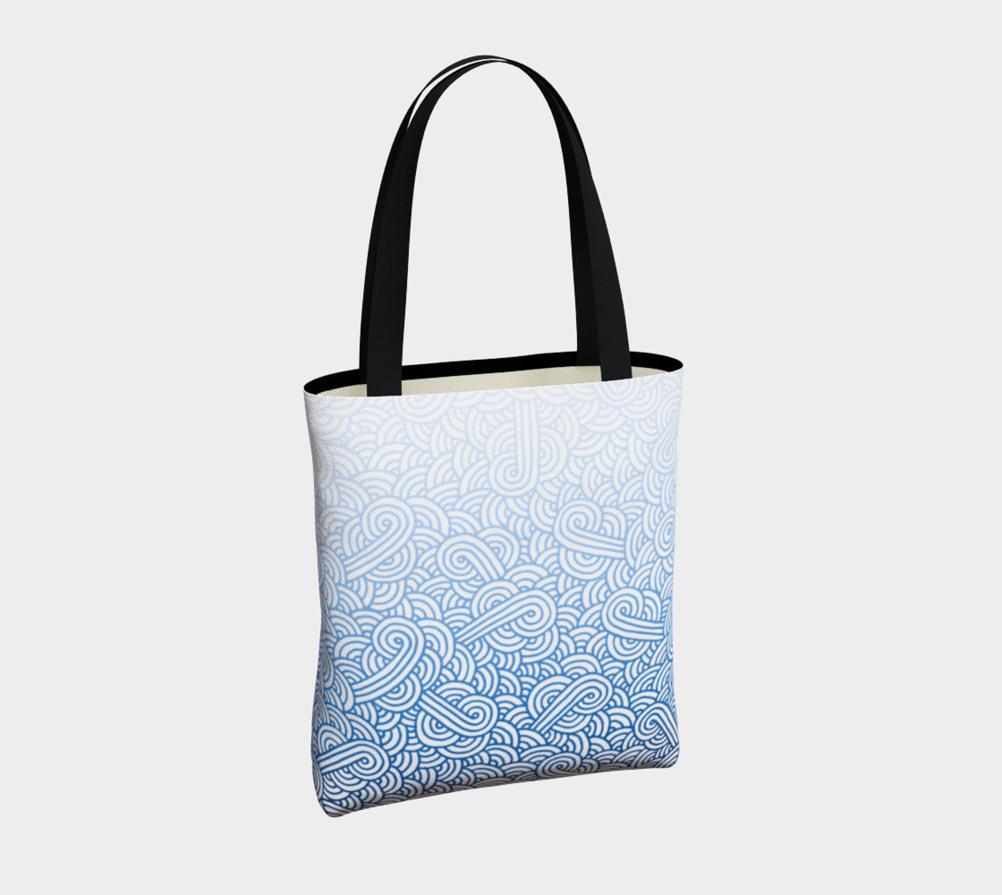 Gradient blue and white swirls doodles Tote Bag thumbnail #5