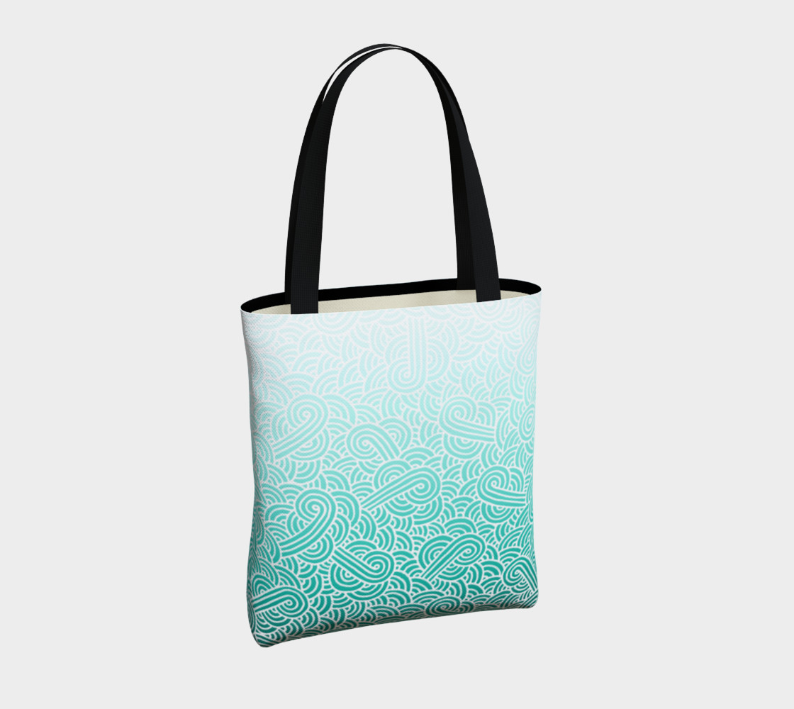 Ombré turquoise blue and white swirls doodles Tote Bag preview #4