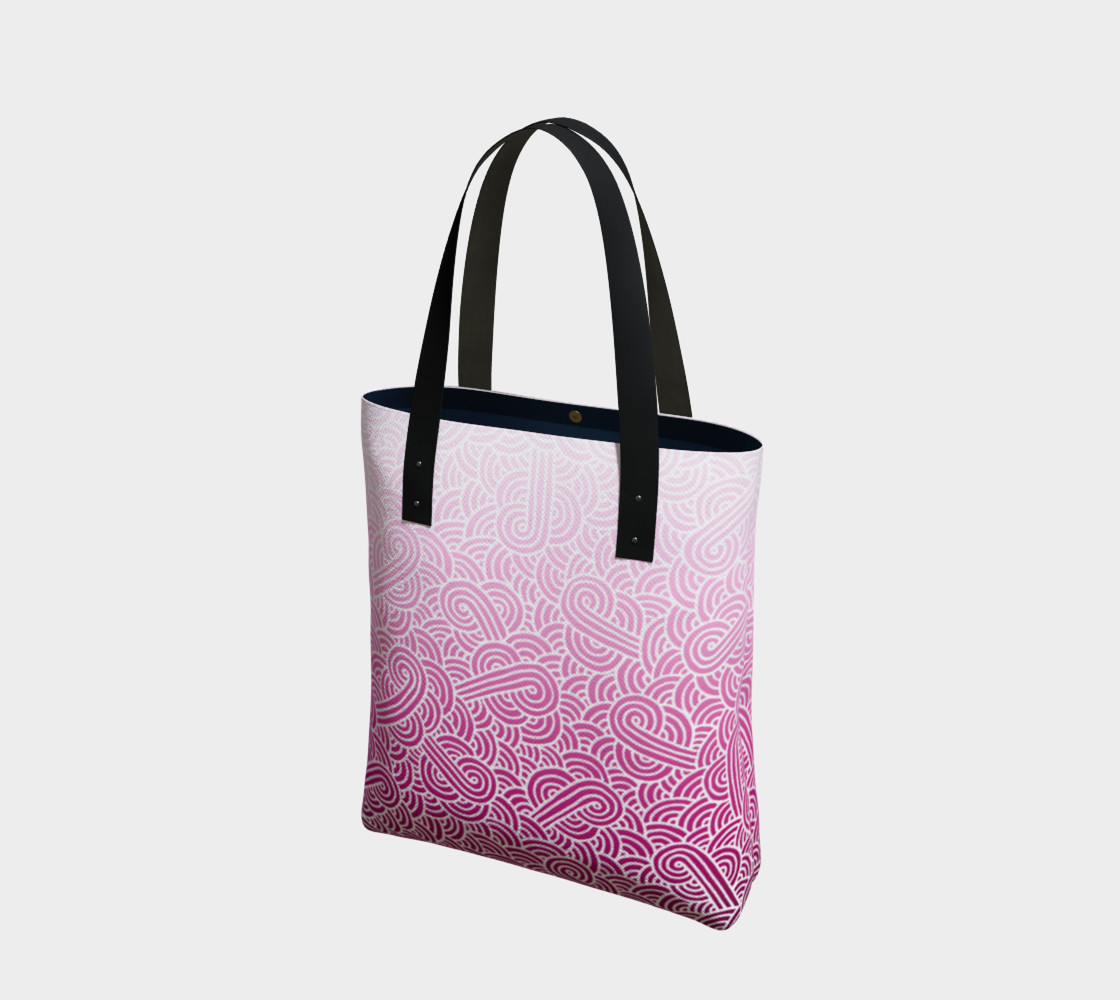 Ombré pink and white swirls doodles Tote Bag preview #1