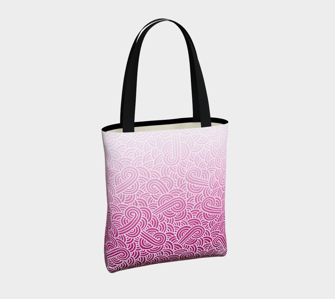 Ombré pink and white swirls doodles Tote Bag preview #4
