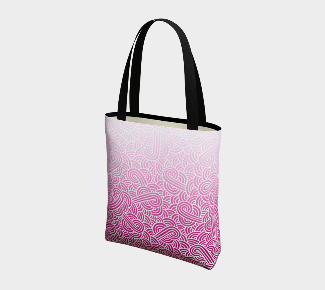 Ombré pink and white swirls doodles Tote Bag thumbnail #4