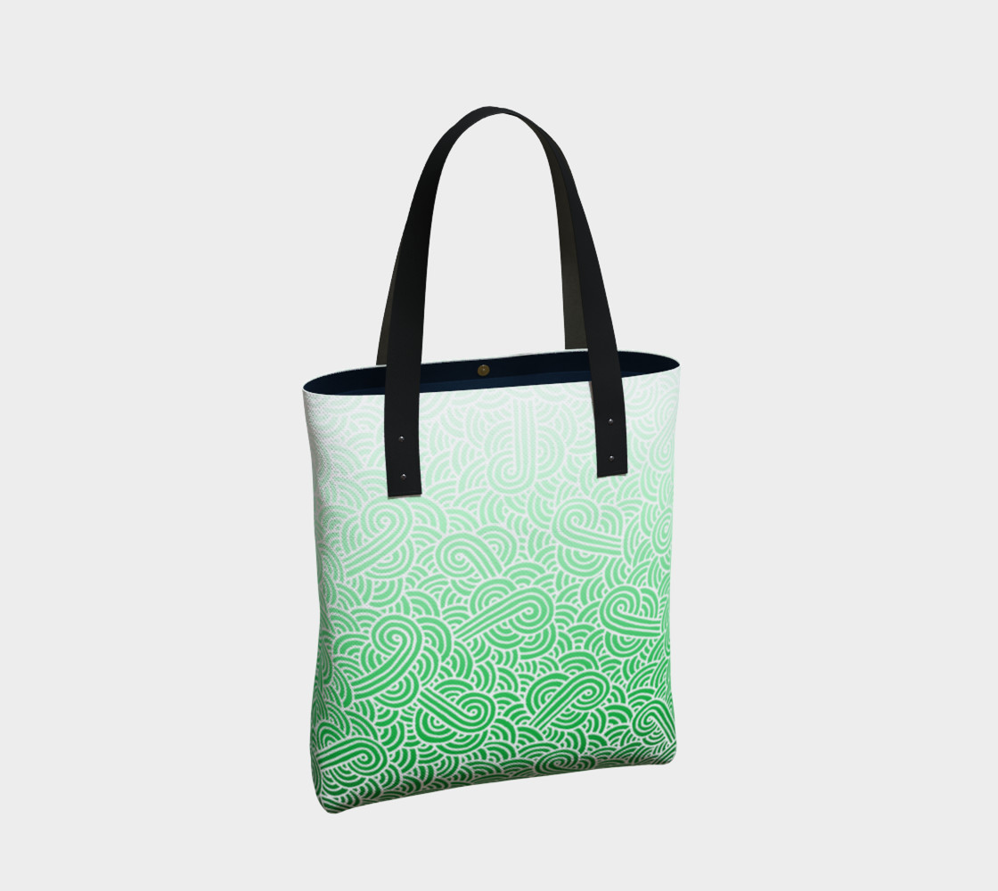 Ombré green and white swirls doodles Tote Bag thumbnail #3