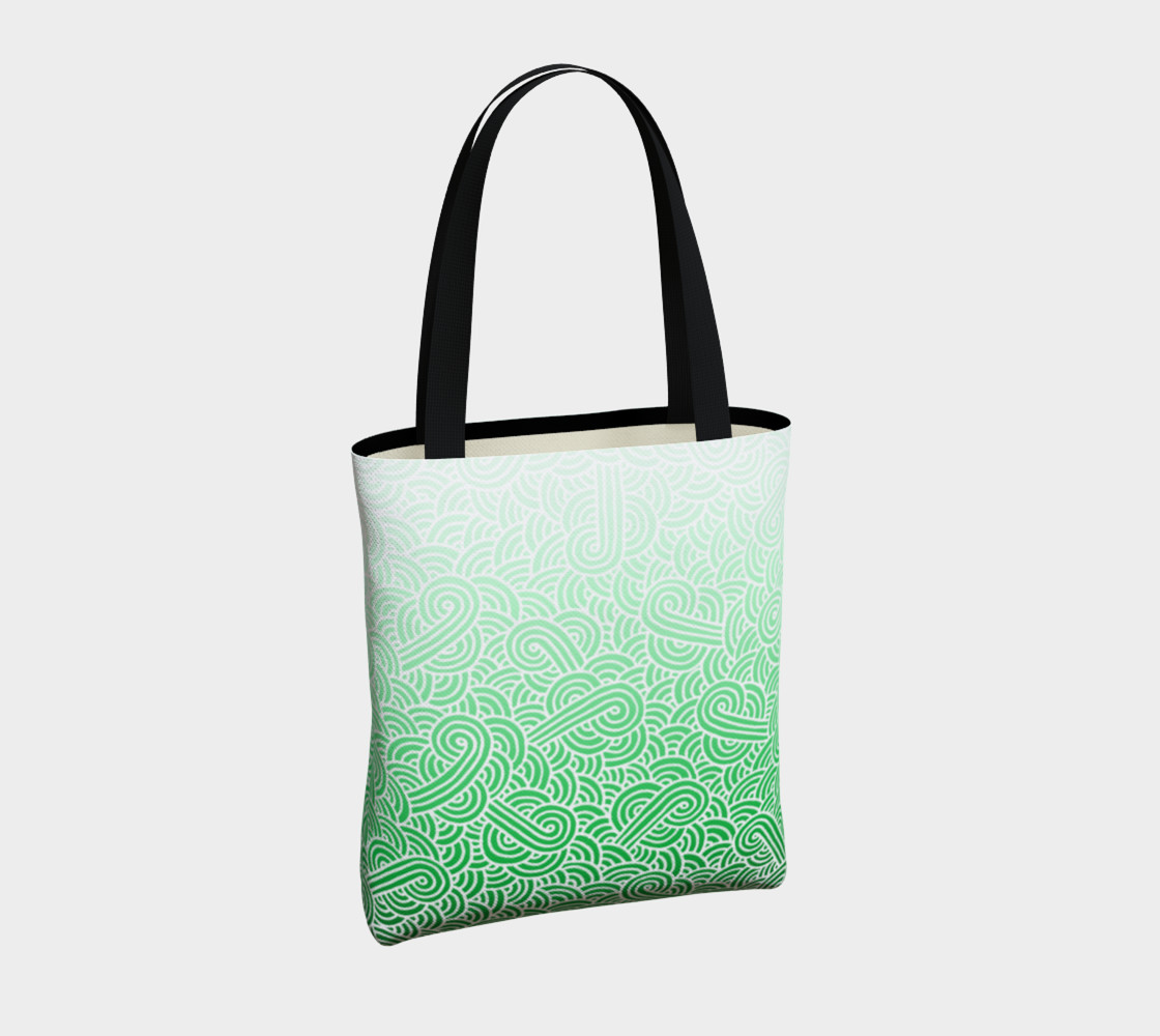 Ombré green and white swirls doodles Tote Bag preview #4