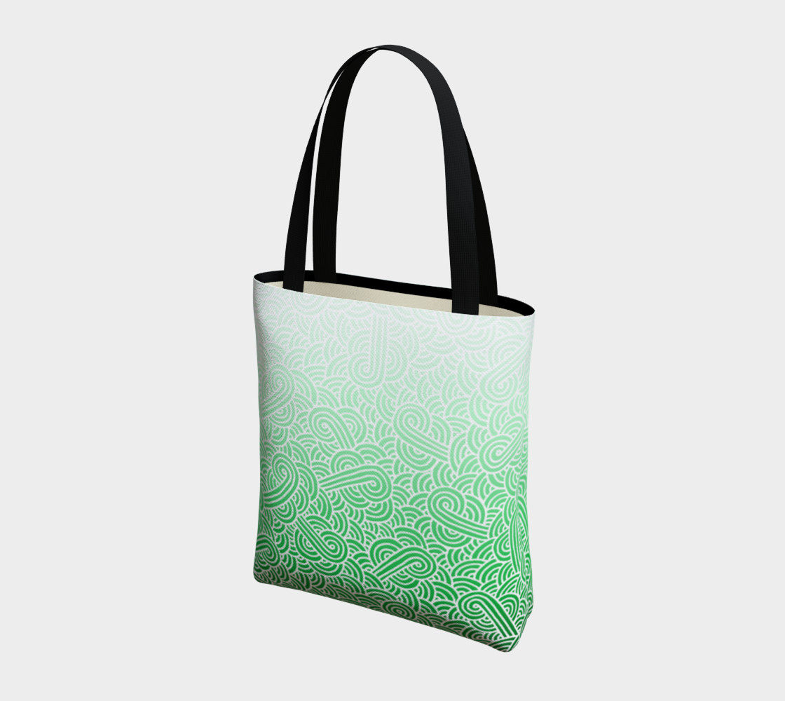 Ombré green and white swirls doodles Tote Bag thumbnail #4