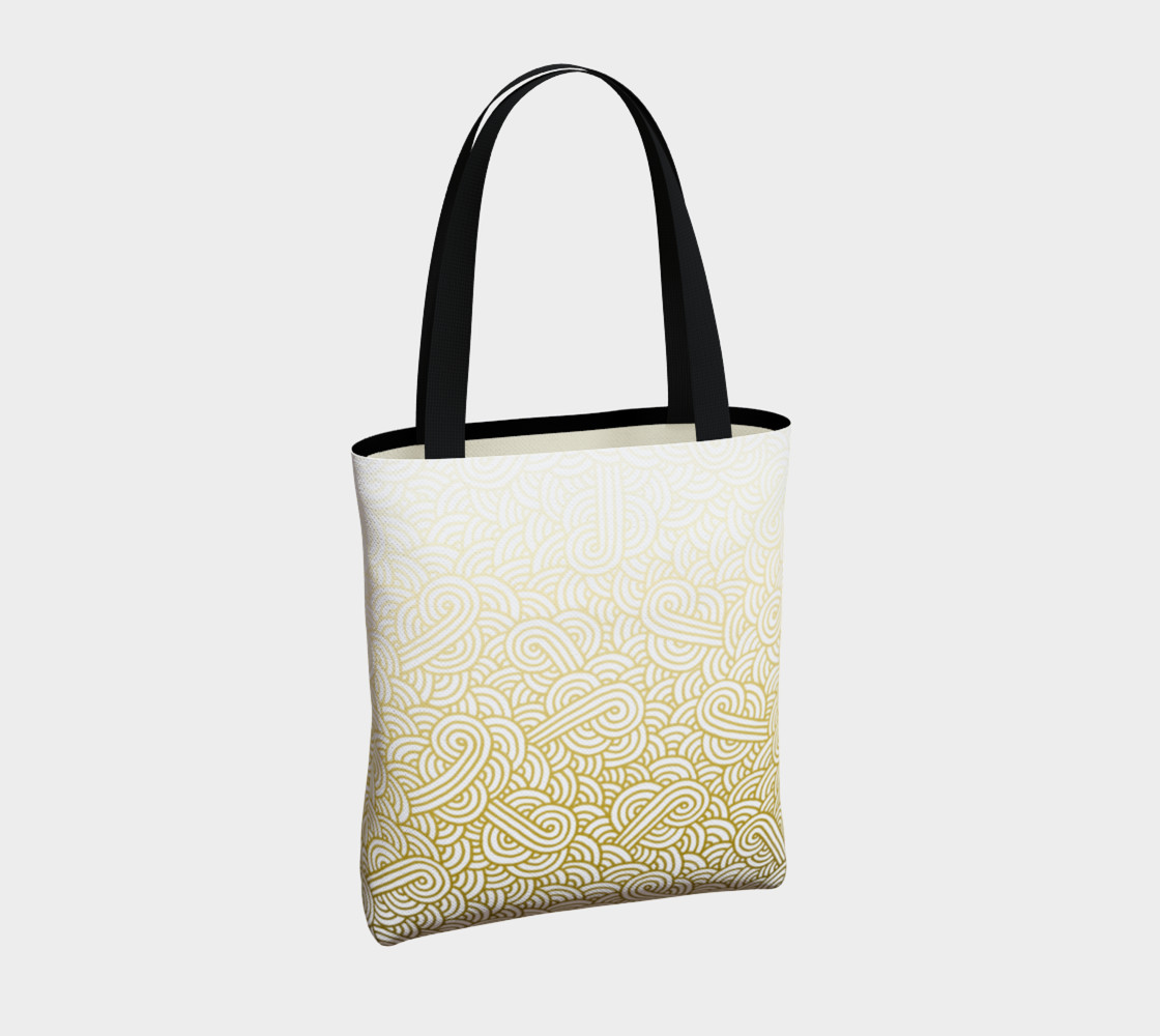 Gradient yellow and white swirls doodles Tote Bag preview #4